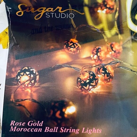 Rose Gold Copper LED Moroccan Ball String Lights - Picture 1 of 7